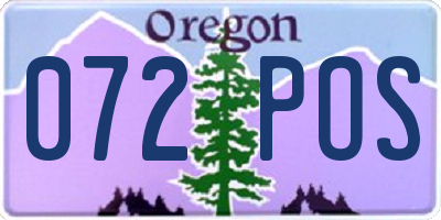 OR license plate 072POS