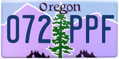 OR license plate 072PPF