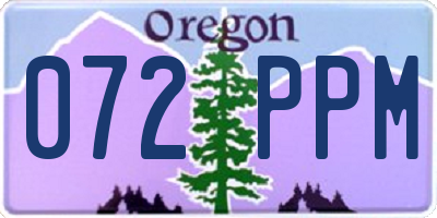 OR license plate 072PPM