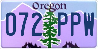 OR license plate 072PPW