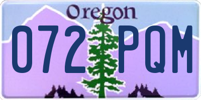 OR license plate 072PQM