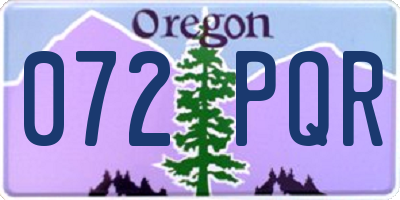 OR license plate 072PQR