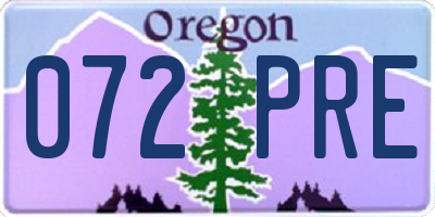OR license plate 072PRE