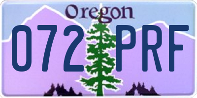 OR license plate 072PRF