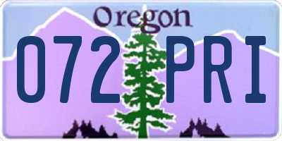 OR license plate 072PRI