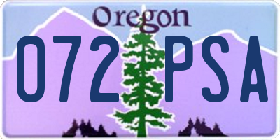 OR license plate 072PSA