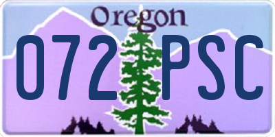 OR license plate 072PSC