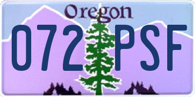 OR license plate 072PSF