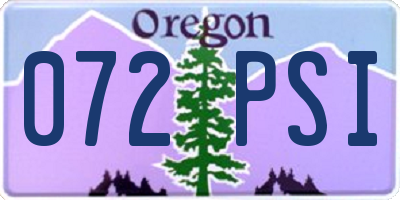 OR license plate 072PSI