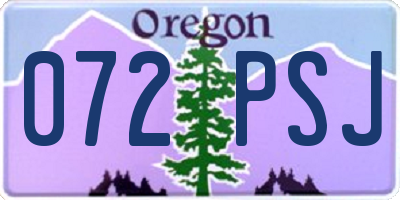 OR license plate 072PSJ