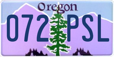 OR license plate 072PSL