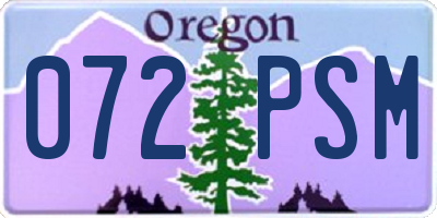 OR license plate 072PSM