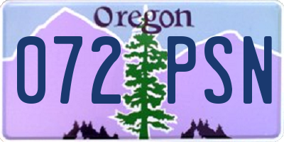 OR license plate 072PSN