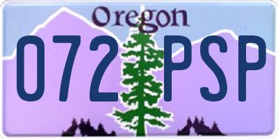 OR license plate 072PSP