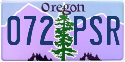 OR license plate 072PSR