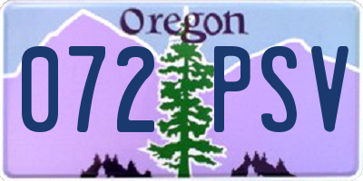OR license plate 072PSV