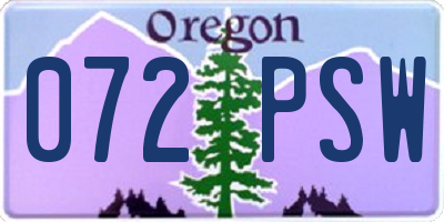 OR license plate 072PSW
