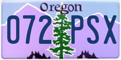 OR license plate 072PSX