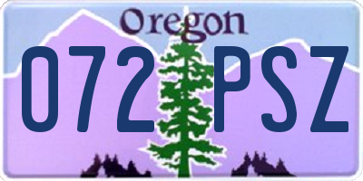 OR license plate 072PSZ