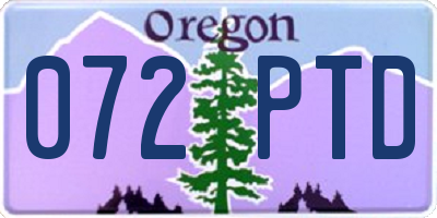 OR license plate 072PTD