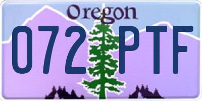 OR license plate 072PTF