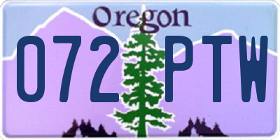 OR license plate 072PTW