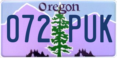 OR license plate 072PUK