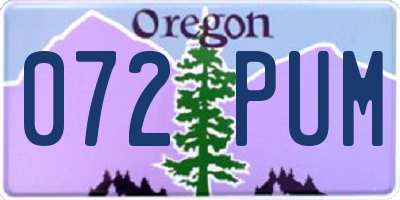OR license plate 072PUM