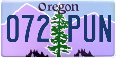 OR license plate 072PUN