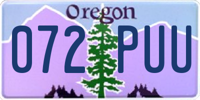 OR license plate 072PUU