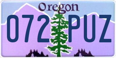 OR license plate 072PUZ