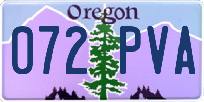 OR license plate 072PVA