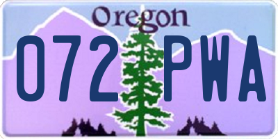 OR license plate 072PWA