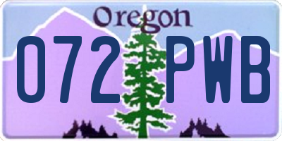 OR license plate 072PWB
