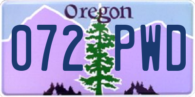 OR license plate 072PWD