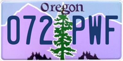 OR license plate 072PWF