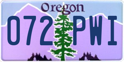 OR license plate 072PWI