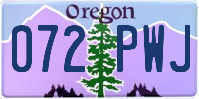OR license plate 072PWJ