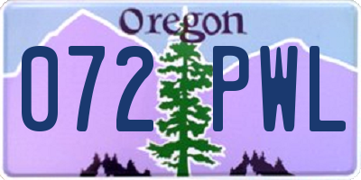 OR license plate 072PWL