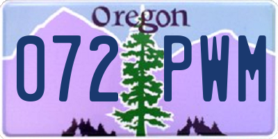 OR license plate 072PWM