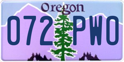 OR license plate 072PWO