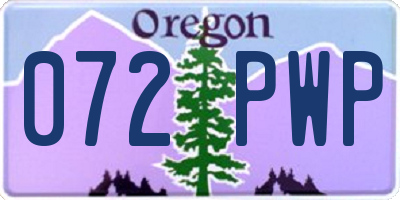 OR license plate 072PWP