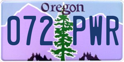 OR license plate 072PWR