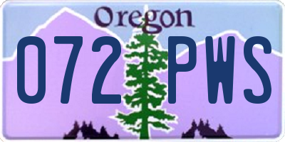 OR license plate 072PWS