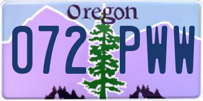 OR license plate 072PWW