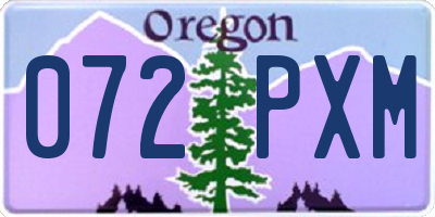OR license plate 072PXM