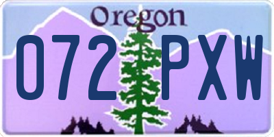OR license plate 072PXW