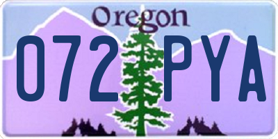 OR license plate 072PYA