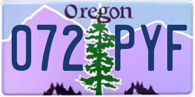 OR license plate 072PYF