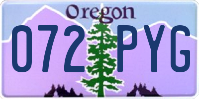OR license plate 072PYG